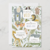 Wild Oerwoud Safari Dieren Botanisch Baby shower Kaart (Voorkant)