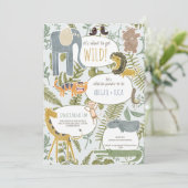 Wild Oerwoud Safari Dieren Botanisch Baby shower Kaart (Staand voorkant)