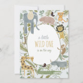 Wild Oerwoud Safari Dieren Botanisch Baby shower Kaart (Achterkant)
