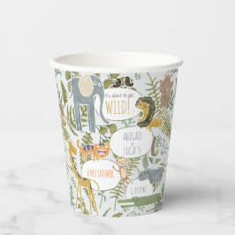 Wild Oerwoud Safari Dieren Botanisch Baby shower Papieren Bekers