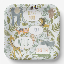 Wild Oerwoud Safari Dieren Botanisch Baby shower Papieren Bordje