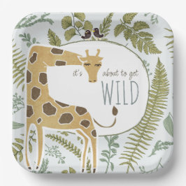 Wild Oerwoud Safari Dieren Botanisch Baby shower Papieren Bordje