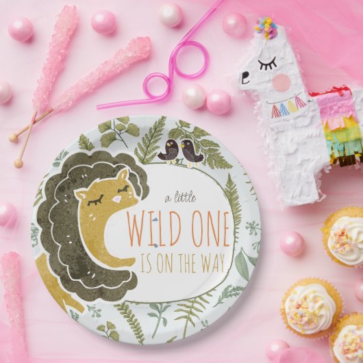 Wild Oerwoud Safari Dieren Botanisch Baby shower Papieren Bordje (Feest)