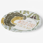 Wild Oerwoud Safari Dieren Botanisch Baby shower Papieren Bordje (Gekanteld)