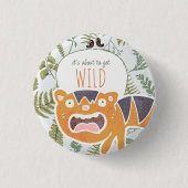 Wild Oerwoud Safari Dieren Botanisch Baby shower Ronde Button 3,2 Cm (Voorkant)