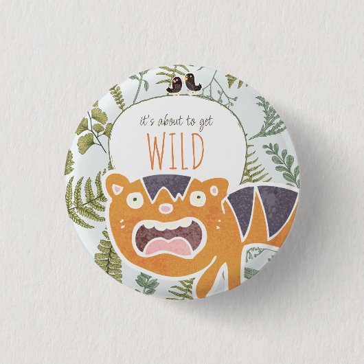 Wild Oerwoud Safari Dieren Botanisch Baby shower Ronde Button 3,2 Cm (Voorkant)