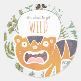 Wild Oerwoud Safari Dieren Botanisch Baby shower Ronde Sticker