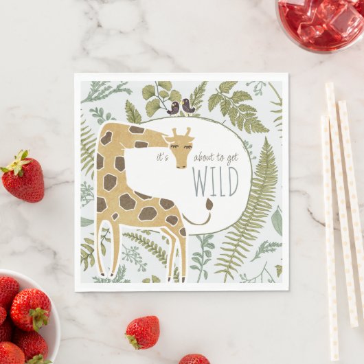 Wild Oerwoud Safari Dieren Botanisch Baby shower Servet (Insitu)