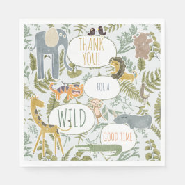 Wild Oerwoud Safari Dieren Botanisch Baby shower Servet