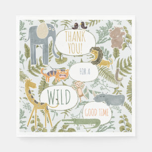 Wild Oerwoud Safari Dieren Botanisch Baby shower Servet