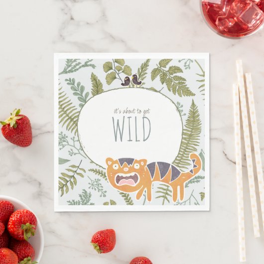 Wild Oerwoud Safari Dieren Botanisch Baby shower Servet (Insitu)