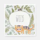 Wild Oerwoud Safari Dieren Botanisch Baby shower Servet (Voorkant)