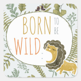 Wild Oerwoud Safari Dieren Botanisch Baby shower Vierkante Sticker