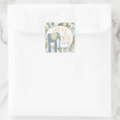 Wild Oerwoud Safari Dieren Botanisch Baby shower Vierkante Sticker (Tas)