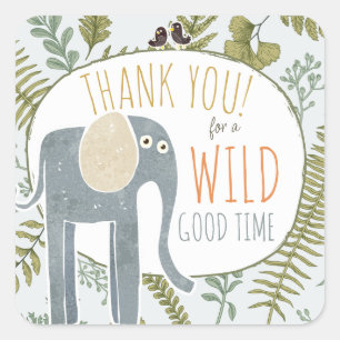 Wild Oerwoud Safari Dieren Botanisch Baby shower Vierkante Sticker