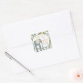 Wild Oerwoud Safari Dieren Botanisch Baby shower Vierkante Sticker (Envelop)