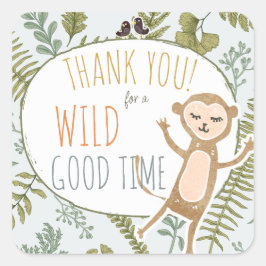 Wild Oerwoud Safari Dieren Botanisch Baby shower Vierkante Sticker