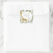 Wild Oerwoud Safari Dieren Botanisch Baby shower Vierkante Sticker (Tas)