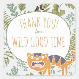 Wild Oerwoud Safari Dieren Botanisch Baby shower Vierkante Sticker