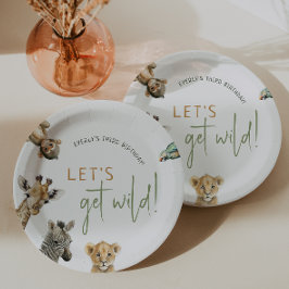 Wild Oerwoud Safari Dieren Kids Verjaardagsfeest Papieren Bordje