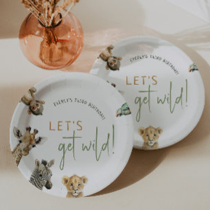 Wild Oerwoud Safari Dieren Kids Verjaardagsfeest Papieren Bordje
