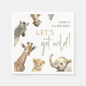 Wild Oerwoud Safari Dieren Kids Verjaardagsfeest Servet (Voorkant)