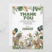 Wild Oerwoud Safari Feestdieren Jongensverjaardag Bedankkaart (Voorkant)