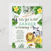 Wild Oerwoud Theme Birthday Party Invitation Kaart (Voorkant)