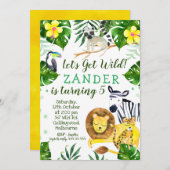 Wild Oerwoud Theme Birthday Party Invitation Kaart (Voorkant / Achterkant)