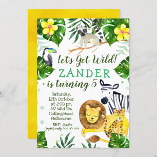 Wild Oerwoud Theme Birthday Party Invitation Kaart