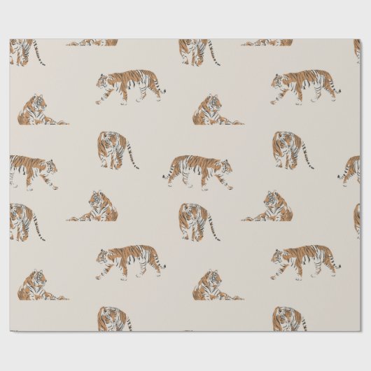 wild oerwoud tijger safari verpakkingspapier cadeaupapier (Vlak)