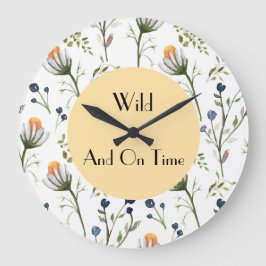 Wild & On Time – Watercolor Wildflower Wall Clock Grote Klok