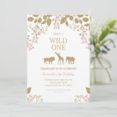 Wild One 1e Pink en Gouden Verjaardagsmeisje Kaart (Staand voorkant)