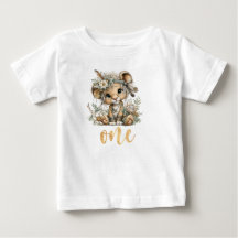 Wild One 1e Verjaardag Boho Leeuw Baby T-Shirt