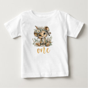 Wild One 1e Verjaardag Boho Leeuw Baby T-Shirt