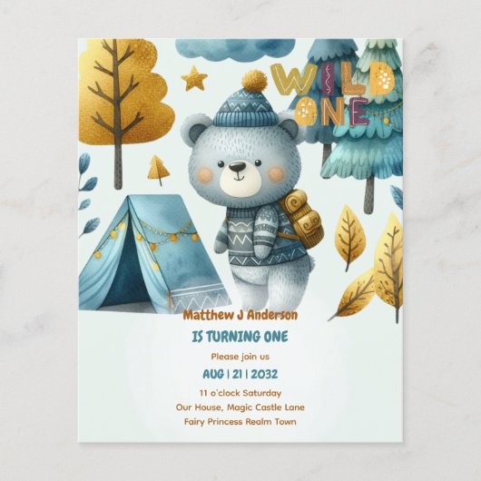 WILD ONE 1e verjaardag jongens BEER Camping (Voorkant)