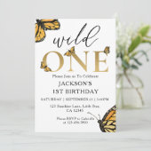Wild One 1e verjaardag uitnodiging voor een gouden (Staand voorkant)