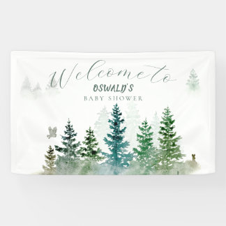 Wild One 1e verjaardag watercolor bosdieren Spandoek