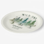 Wild One 1e Verjaardag Woodland Waterverf Papieren Bordje (Gekanteld)