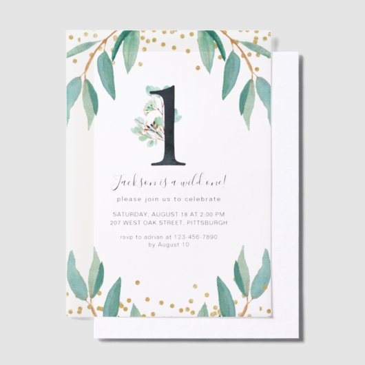 Wild One 1e verjaardagsfeestje Vellum Uitnodigingen (Offset)