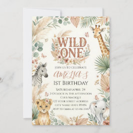 Wild One 1e verjaardagsuitnodiging Foto Boho Kaart