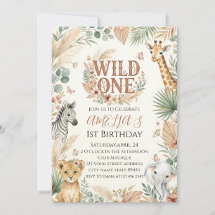 Wild One 1e verjaardagsuitnodiging Foto Boho Kaart