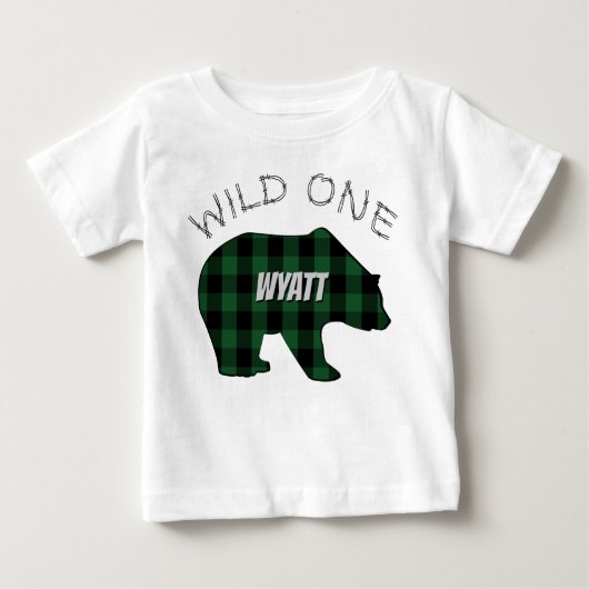Wild One 1st Birthday Beer Green Lumberjack Plaid (Voorkant)