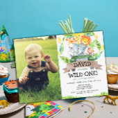 Wild One 1st Birthday Boy Safari Foto Kaart