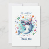 Wild One 1st Birthday Dolfijn Themd Bedankkaart (Voorkant)