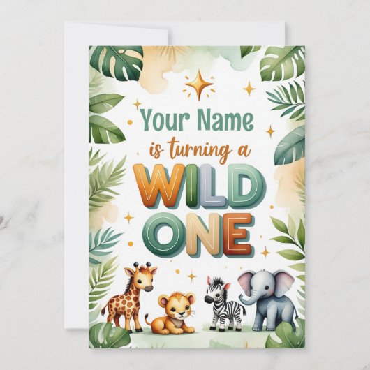 Wild One 1st Birthday Invitation Card -  Kaart (Voorkant)