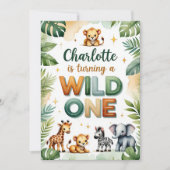 Wild One 1st Birthday Invitation Kaart - Charlotte (Voorkant)