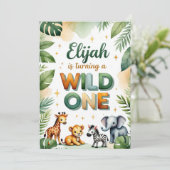 Wild One 1st Birthday Invitation Kaart - Elijah (Staand voorkant)