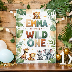 Wild One 1st Birthday Invitation Kaart - Emma