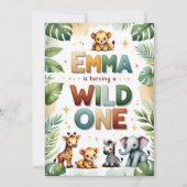 Wild One 1st Birthday Invitation Kaart - Emma (Voorkant)